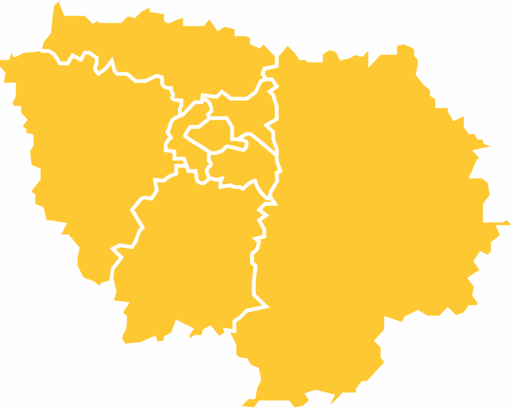 Carte d'Ile de France jaune