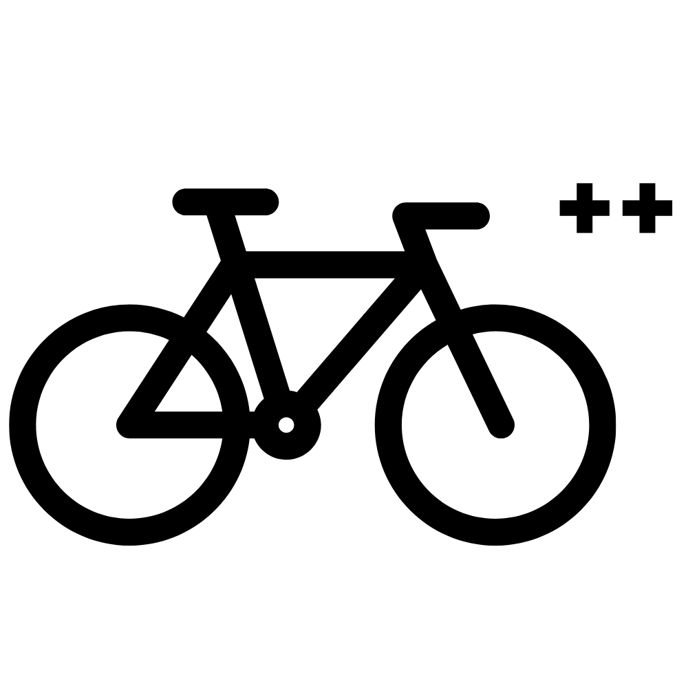 Icone d'un vélo avec deux plus au dessus