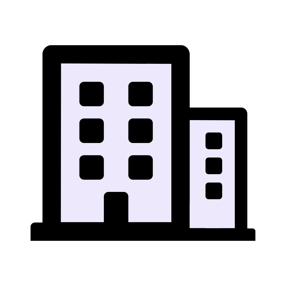 Icone d'un immeuble coloré en violet